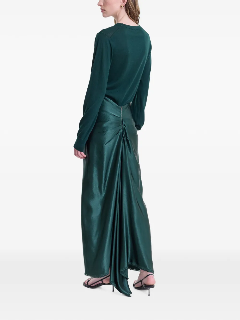 FFORME Jovie Draped-back Skirt in Green, view 4