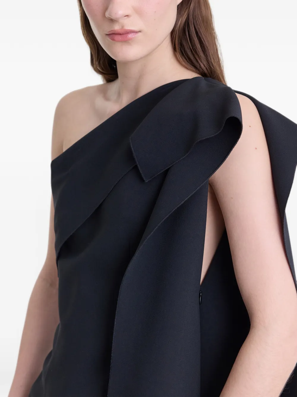 FFORME One-shoulder Draped Top in Black, view 5