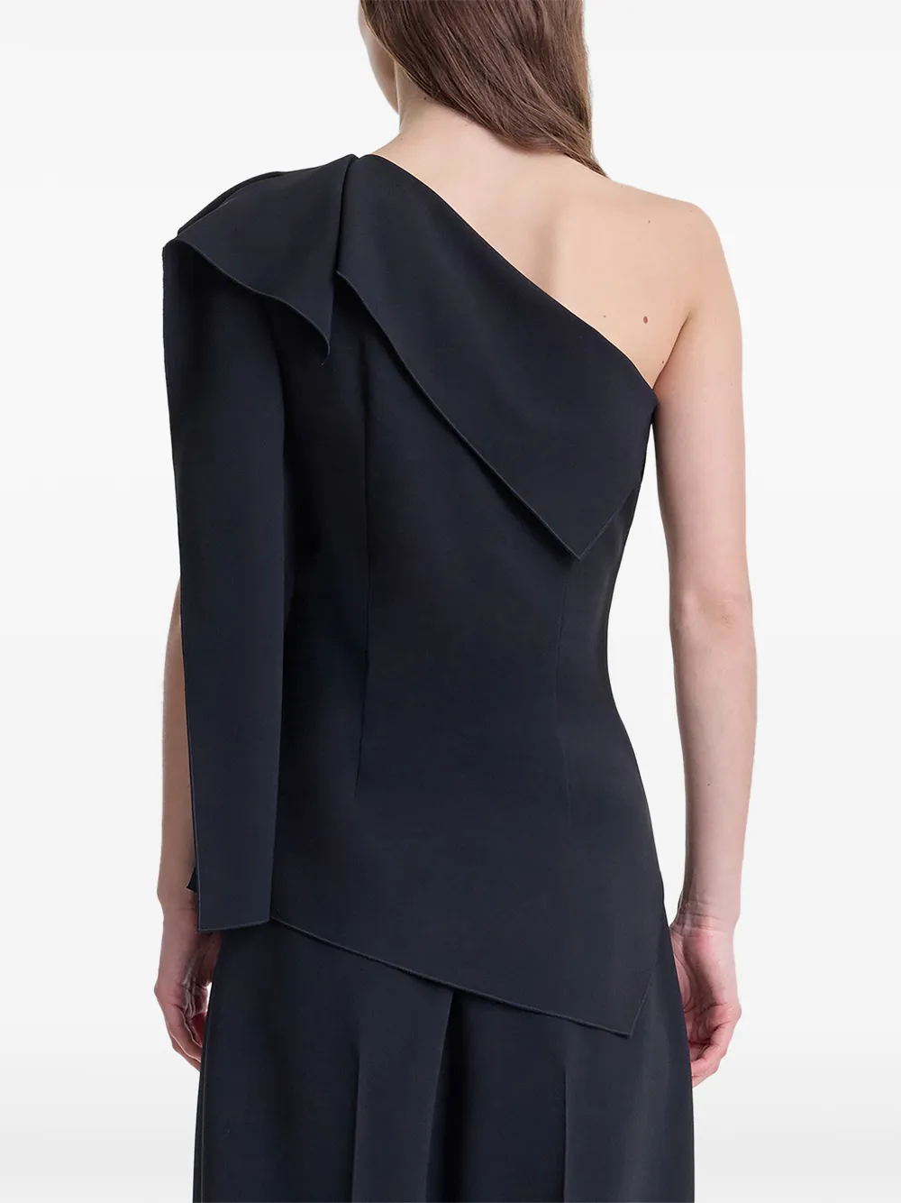 FFORME One-shoulder Draped Top in Black, view 4