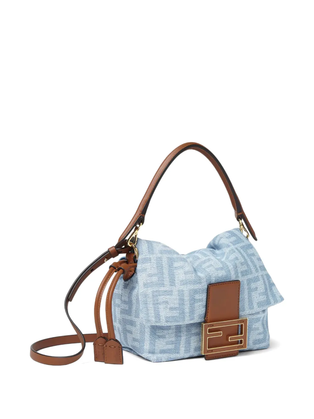 FENDI Baguette Soft kleine lichtblauwe FF denim mini-tas