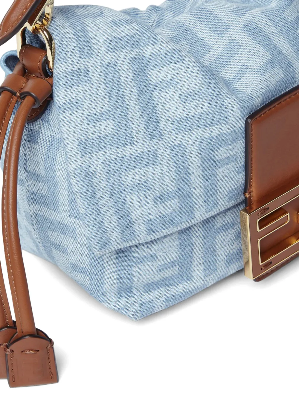 FENDI Baguette Soft kleine lichtblauwe FF denim mini-tas