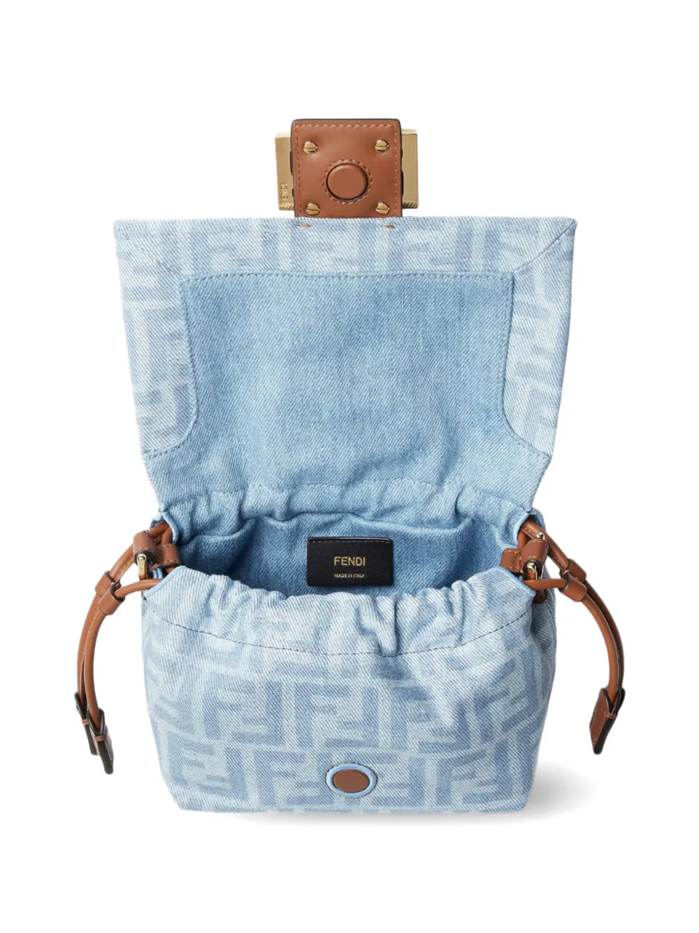 FENDI Baguette Soft kleine lichtblauwe FF denim mini-tas