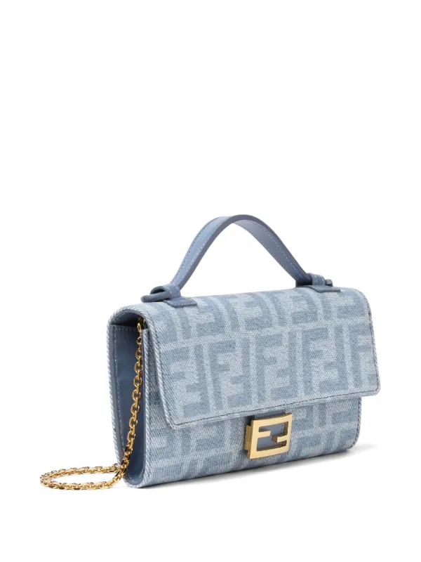 FENDI Baguette Continental Chain Wallet | Blue | FARFETCH AU