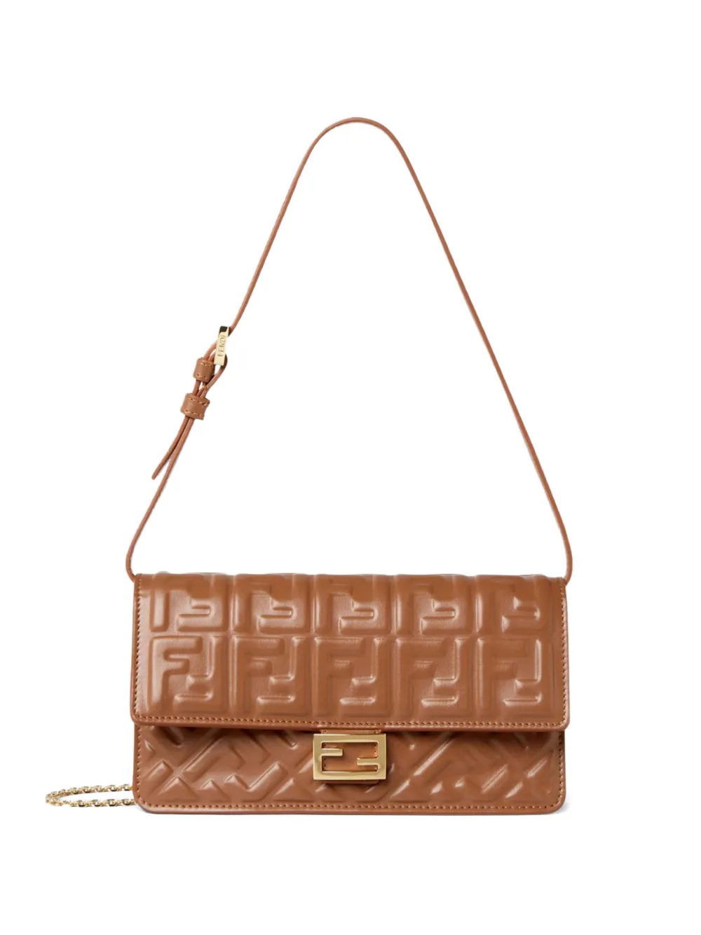 FENDI Compact Baguette chain wallet - Marrone