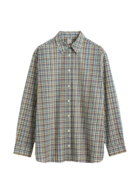 TOTEME classic check shirt in blue/orange