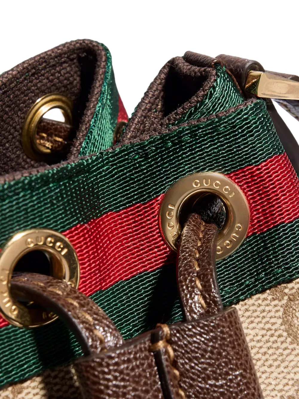Gucci GG Supreme Web mini bucket-tas Beige