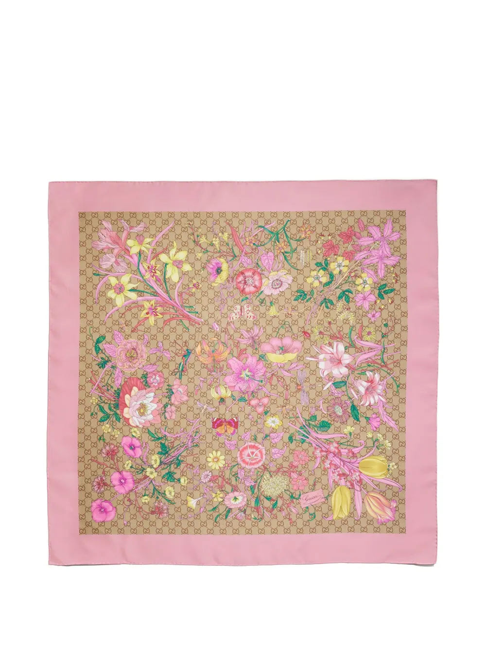 Gucci GG Flora silk scarf - Neutrals