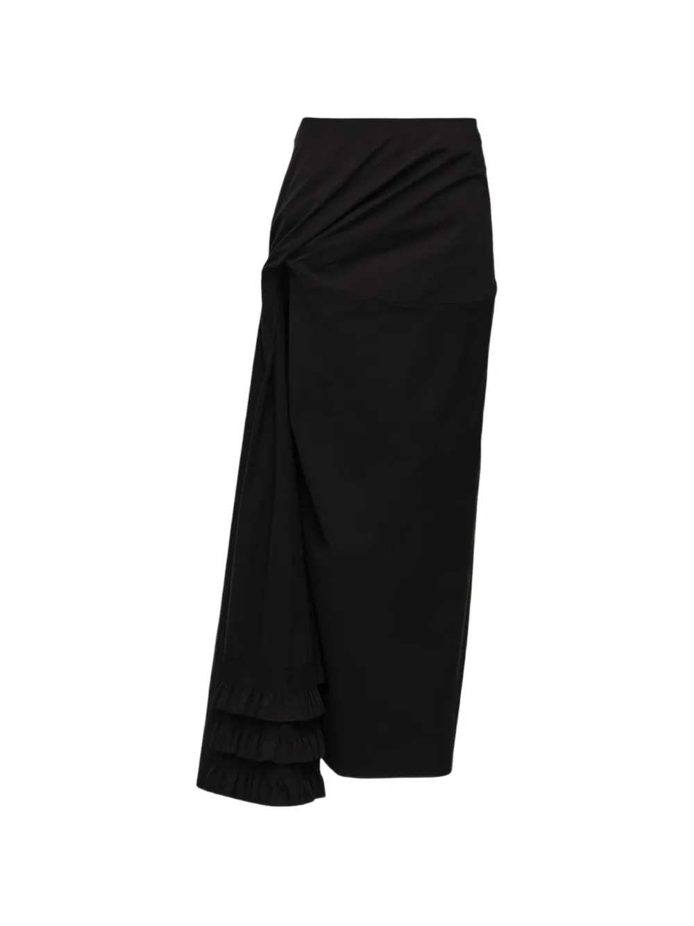 Magda Butrym Ruffled Gathered Maxi Skirt in Black, view 2
