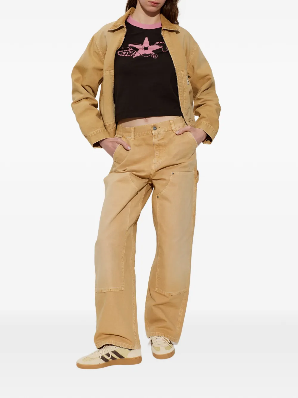 Carhartt WIP Brandon straight broek met dubbele knie Beige