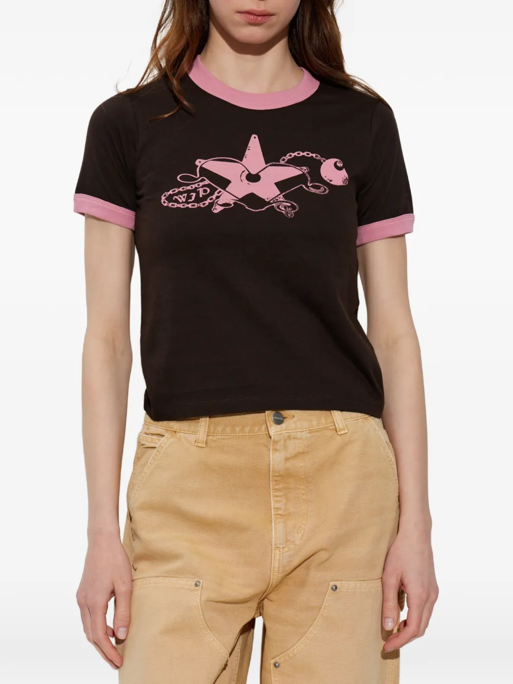 Carhartt WIP S S Outlaw Star Ringer T-shirt Bruin