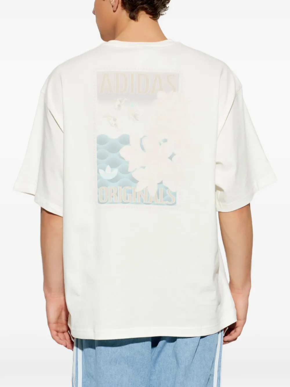 adidas T-shirt met geborduurd logo Beige
