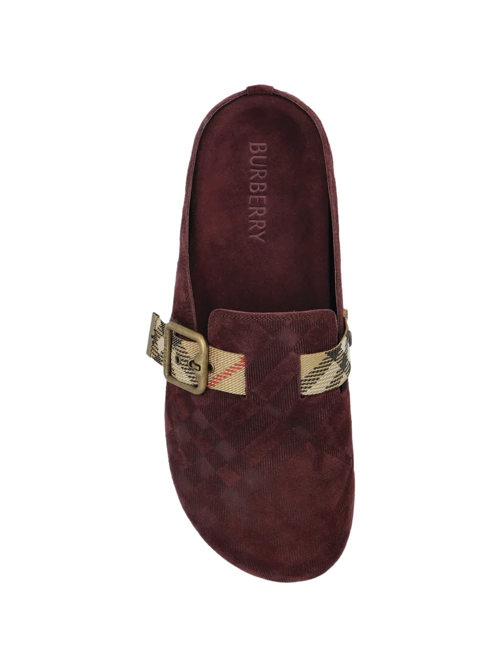 Burberry check-pattern buckle-fastening flat mules Rood