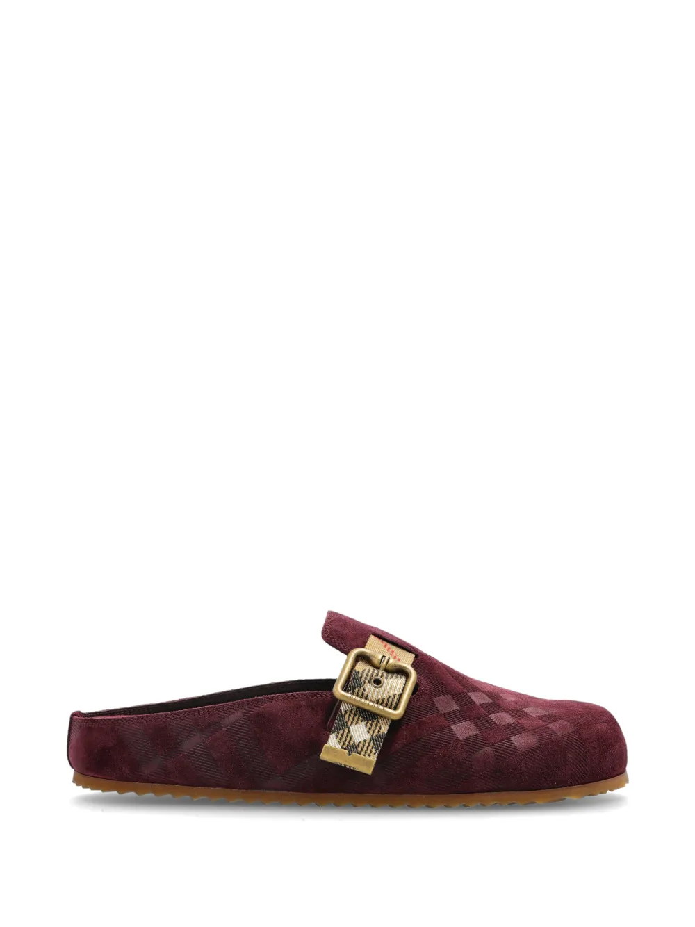 Burberry check-pattern buckle-fastening flat mules Rood