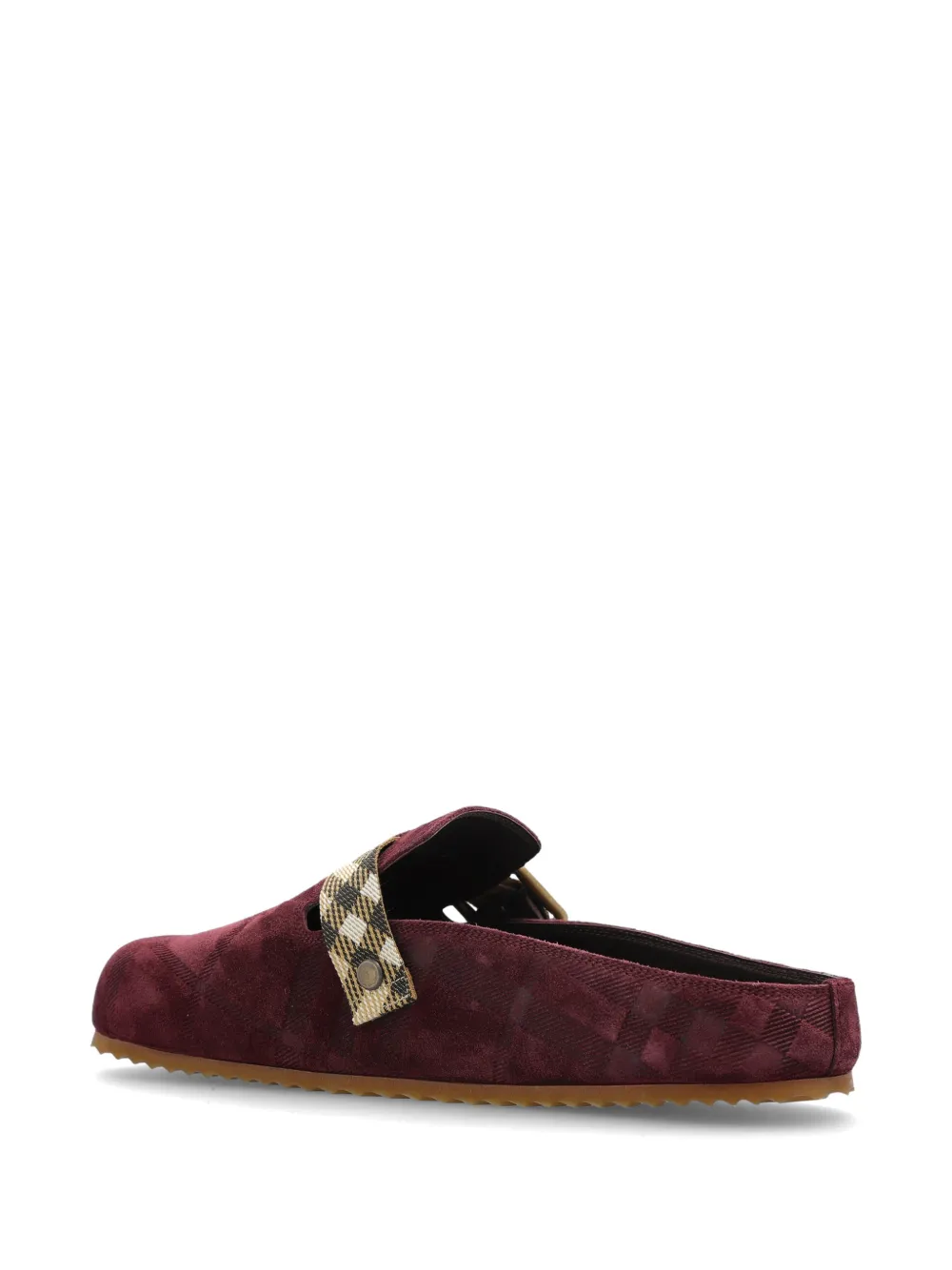 Burberry check-pattern buckle-fastening flat mules Rood