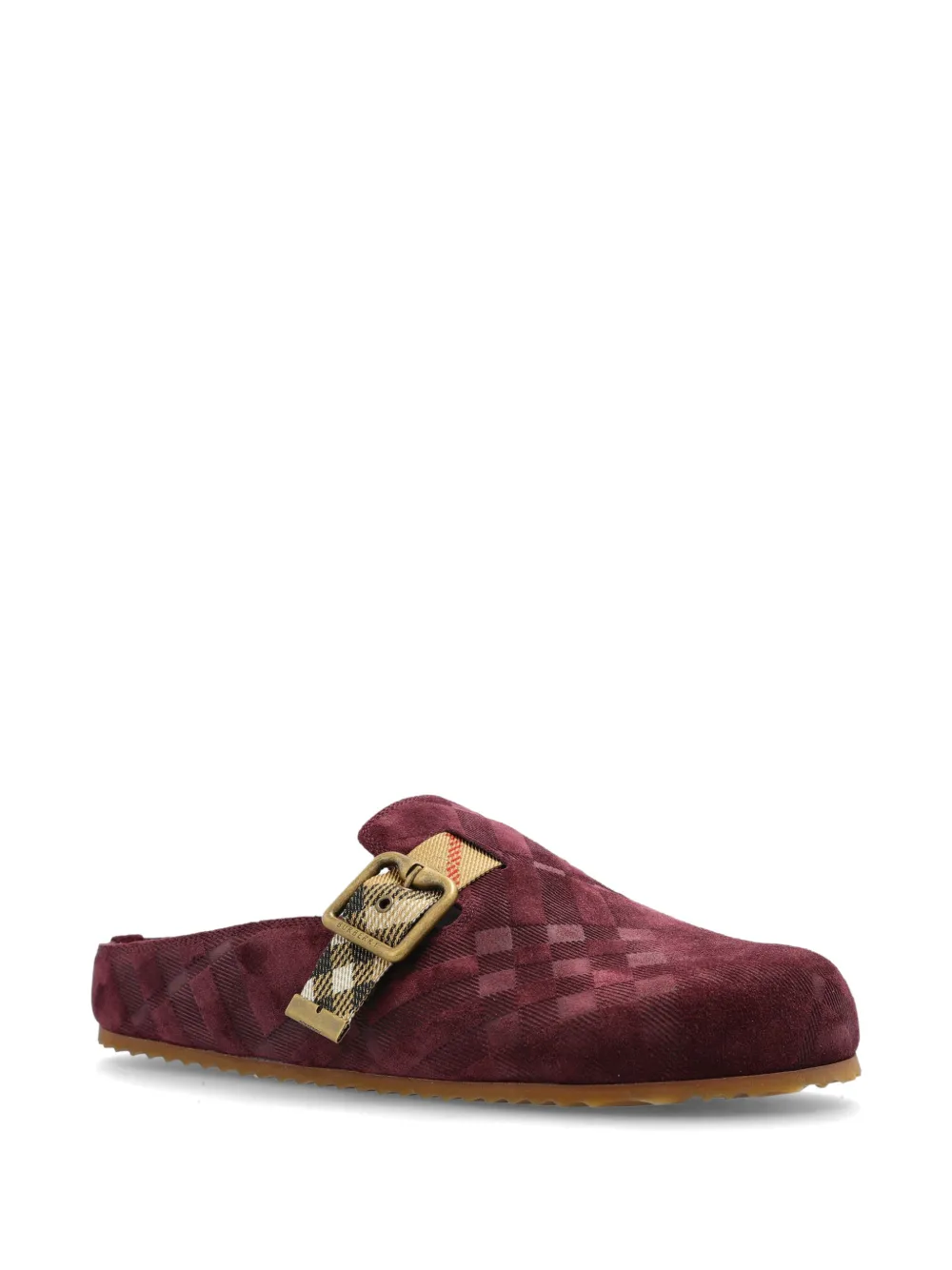 Burberry check-pattern buckle-fastening flat mules Rood
