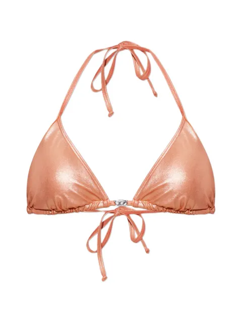 Diesel metallic-effect logo-plaque bikini top