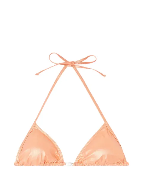 Diesel Bikinioberteil im Metallic-Look mit Logo-Schild