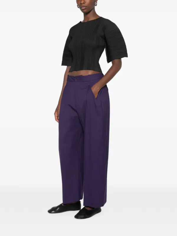Issey Miyake Pleated wide-leg Trousers | Purple | FARFETCH JO