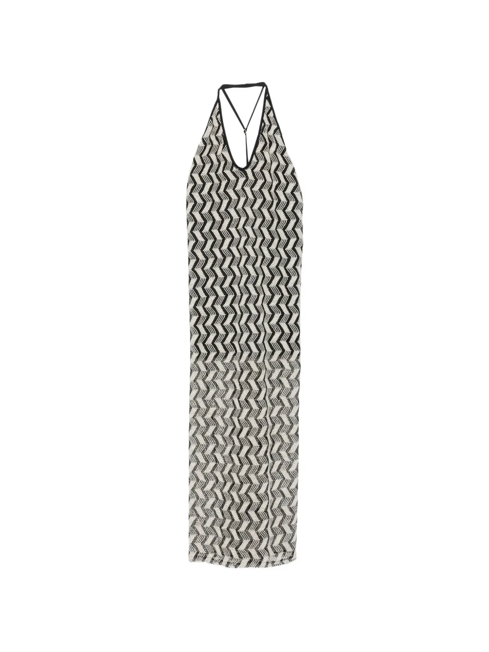 COTAZUR chevron-pattern halterneck maxi dress - Nero