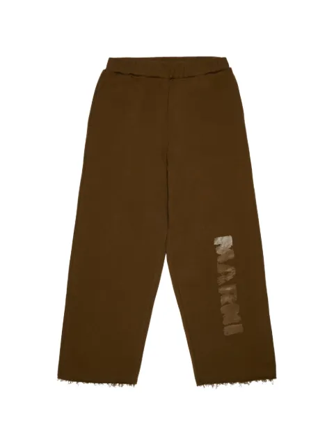 Marni Kids Ungesäumte Hose mit Logo-Print