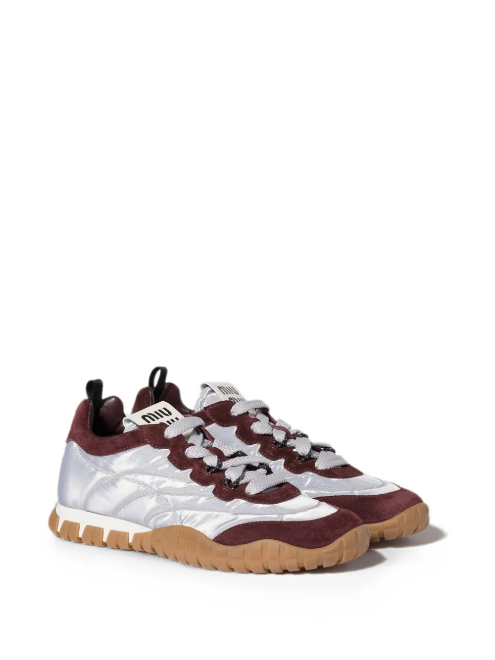 Miu Tyre technische stoffen en suède sneakers Zilver