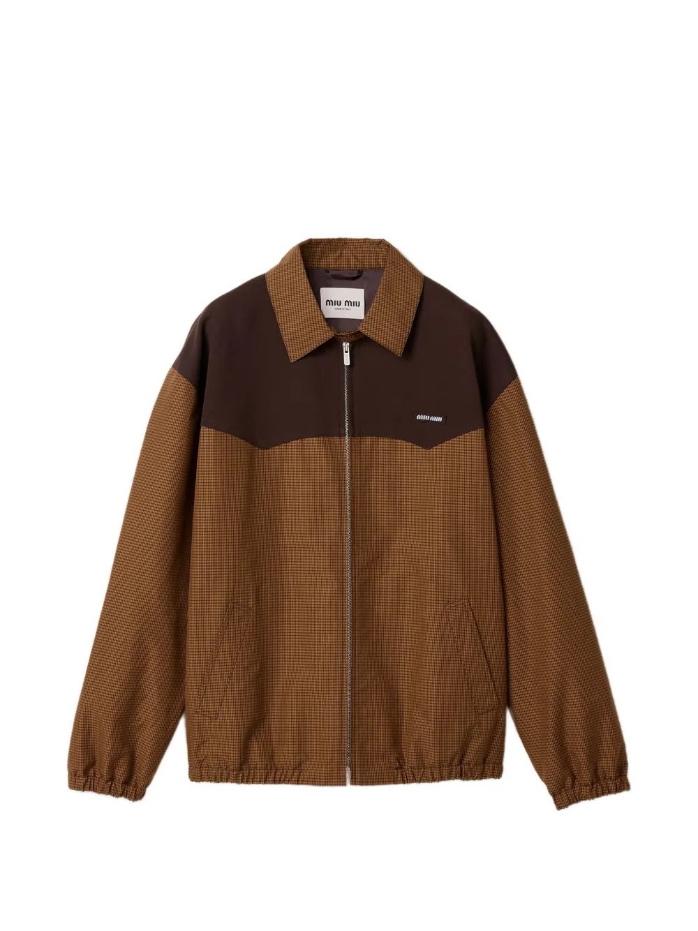 Miu Miu gingham-check blouson jacket - Marrone