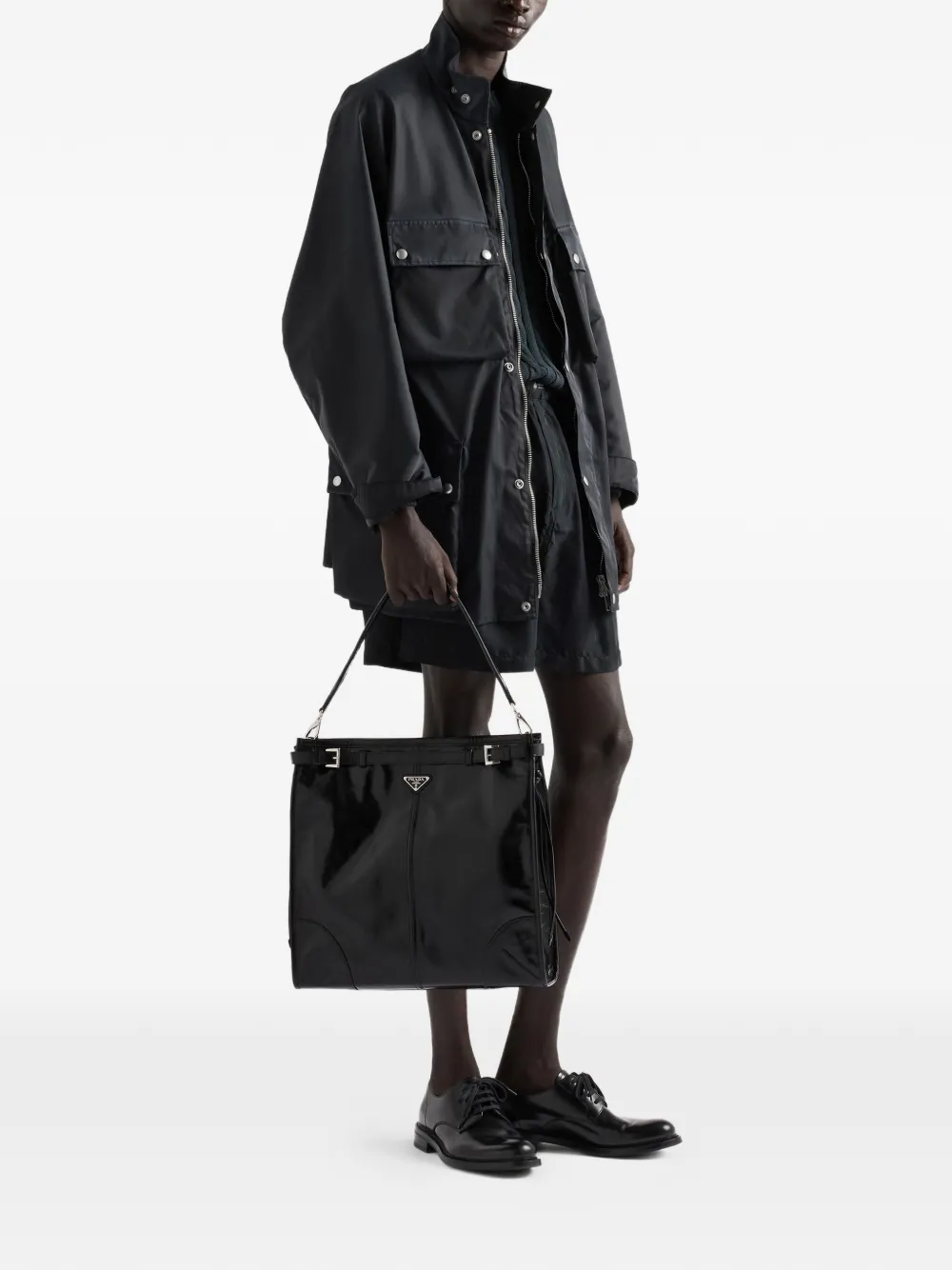 Prada Bonnie leren schoudertas met gespdetail Zwart