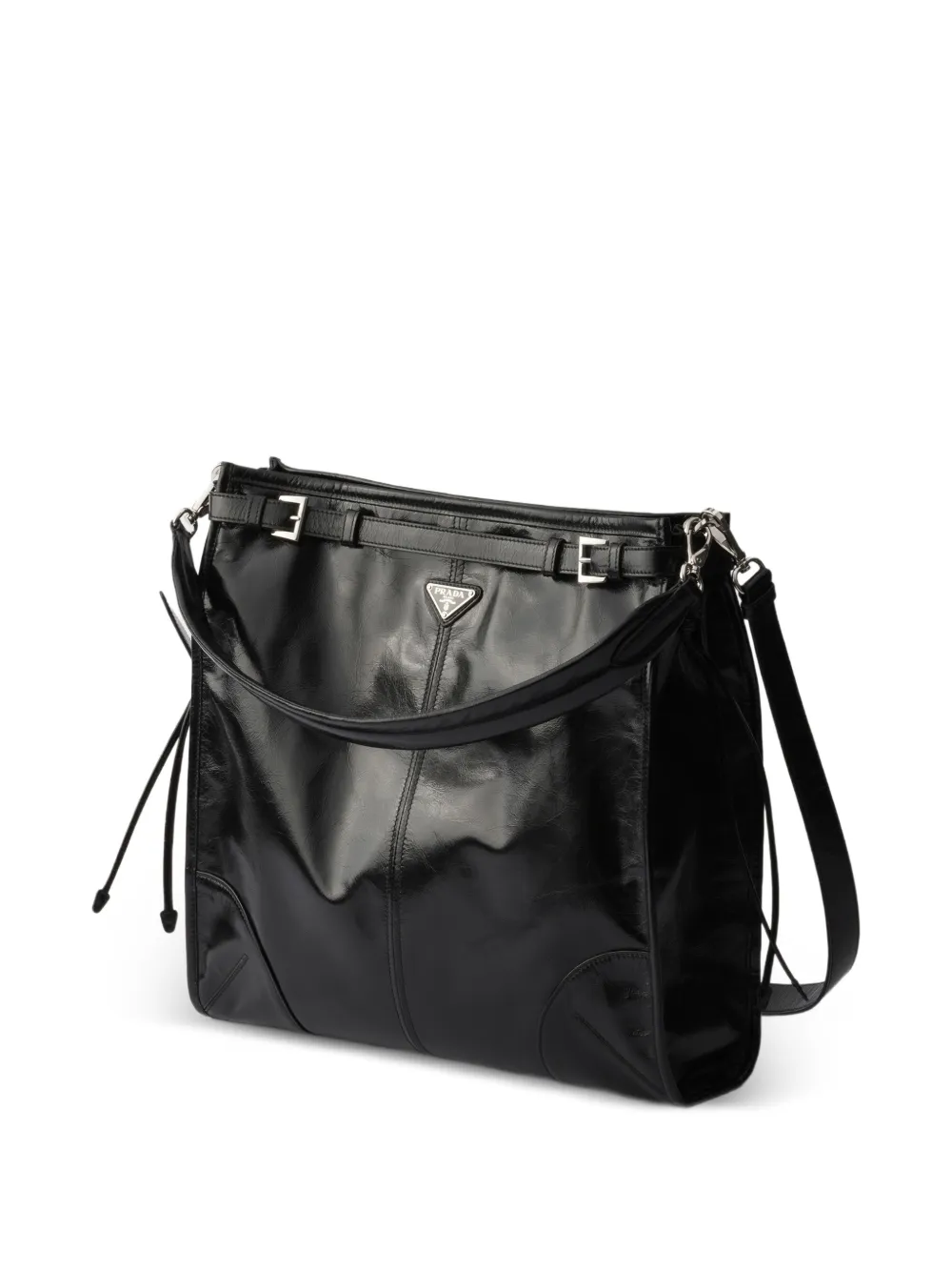 Prada Bonnie leren schoudertas met gespdetail Zwart