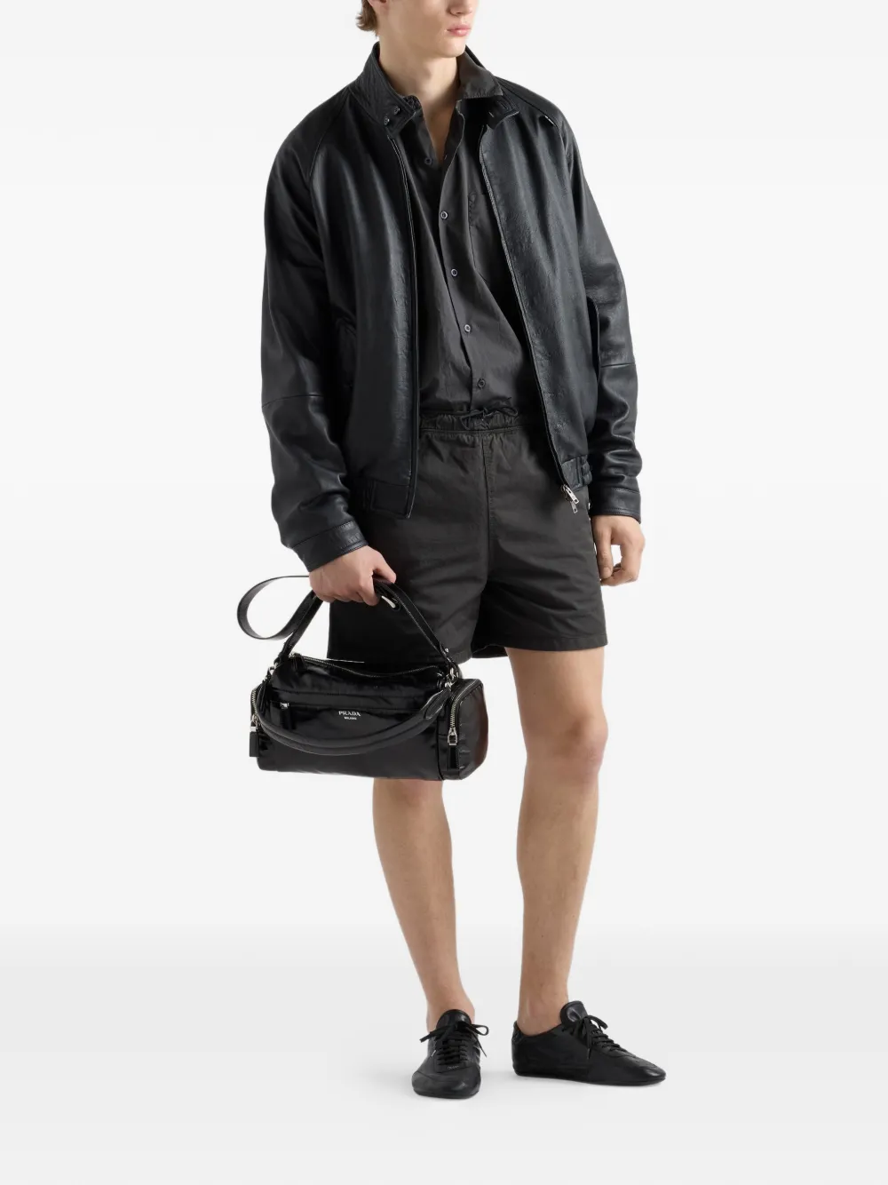 Prada Leren schoudertas Zwart