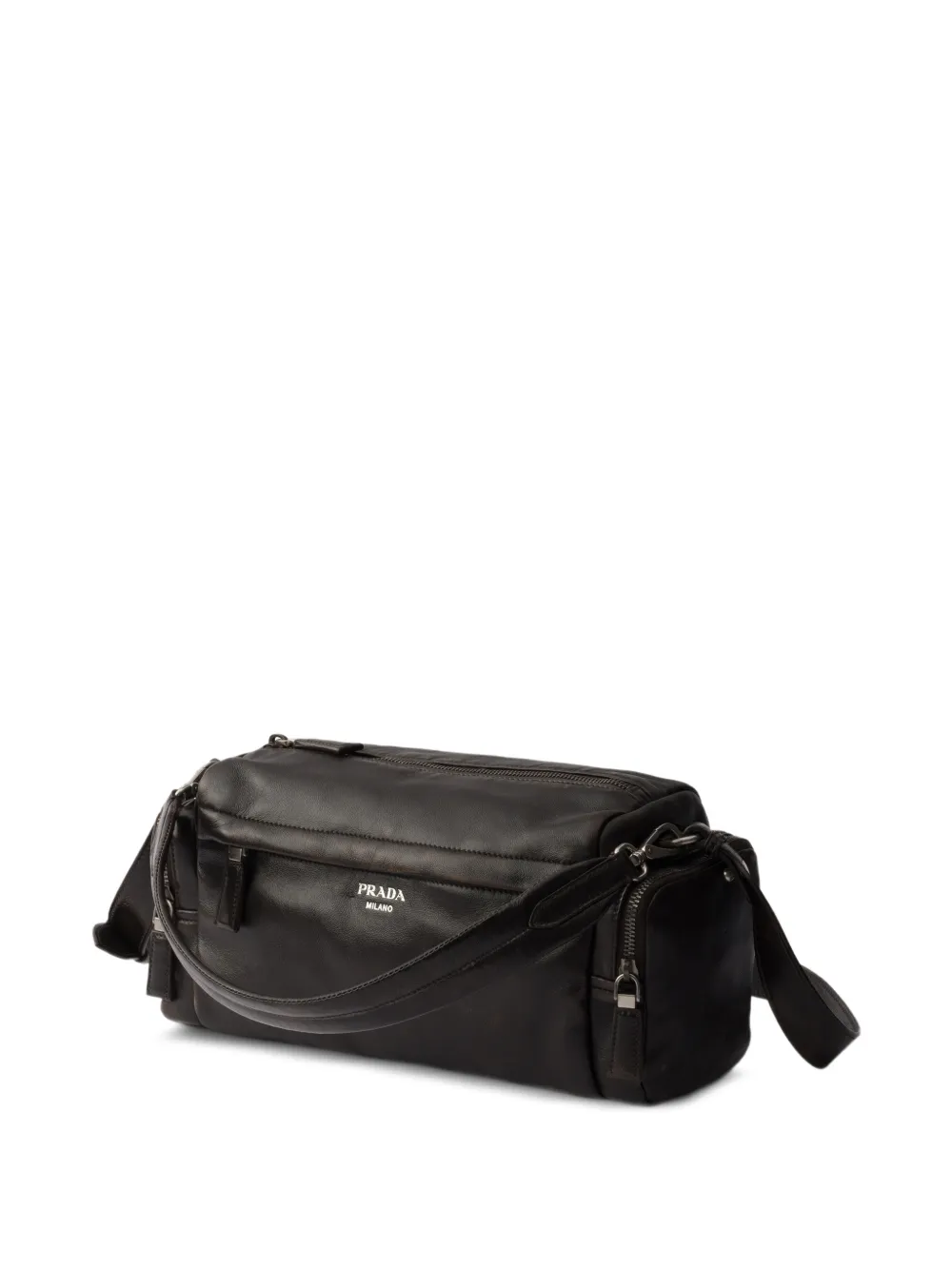 Prada Schoudertas met logo-print en ritszak Bruin