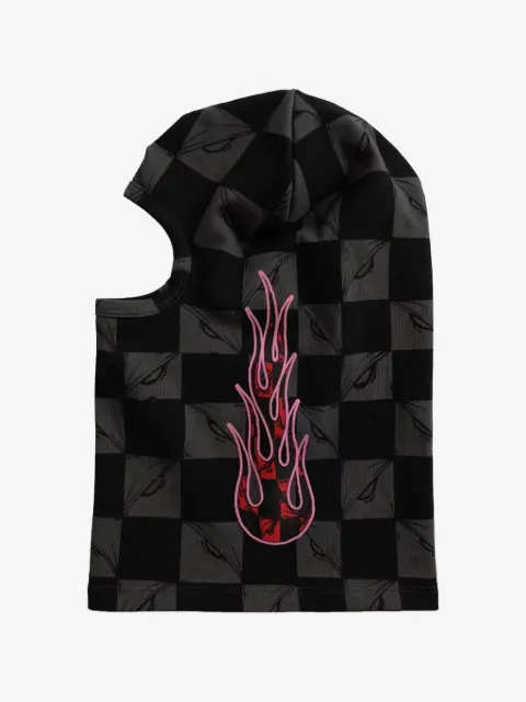ANTI PROMO Flamher Shiesty check-pattern flame-print balaclava
