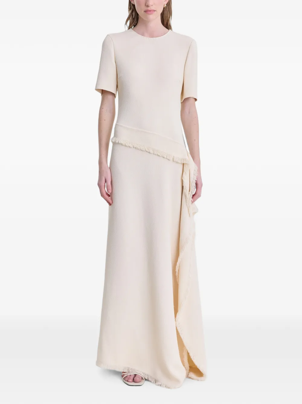 FFORME Jaune jurk met franje Beige