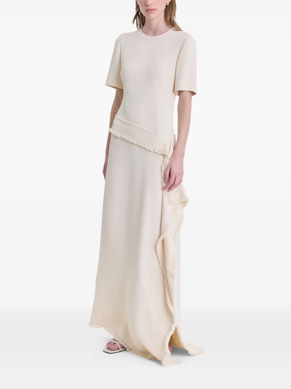 FFORME Jaune jurk met franje Beige