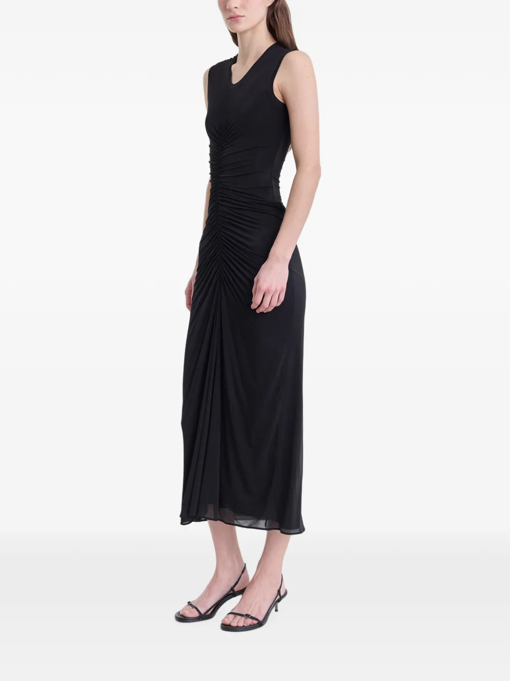 FFORME Gisela Ruched Dress in Black, view 3