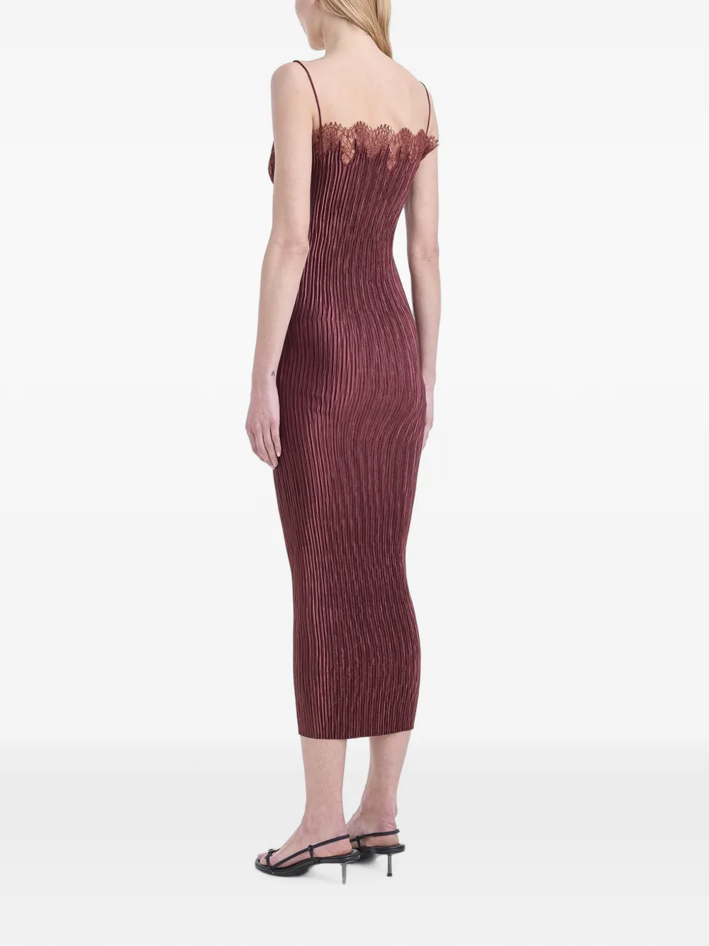 FFORME Plooi-jurk met afwerking van kant Rood