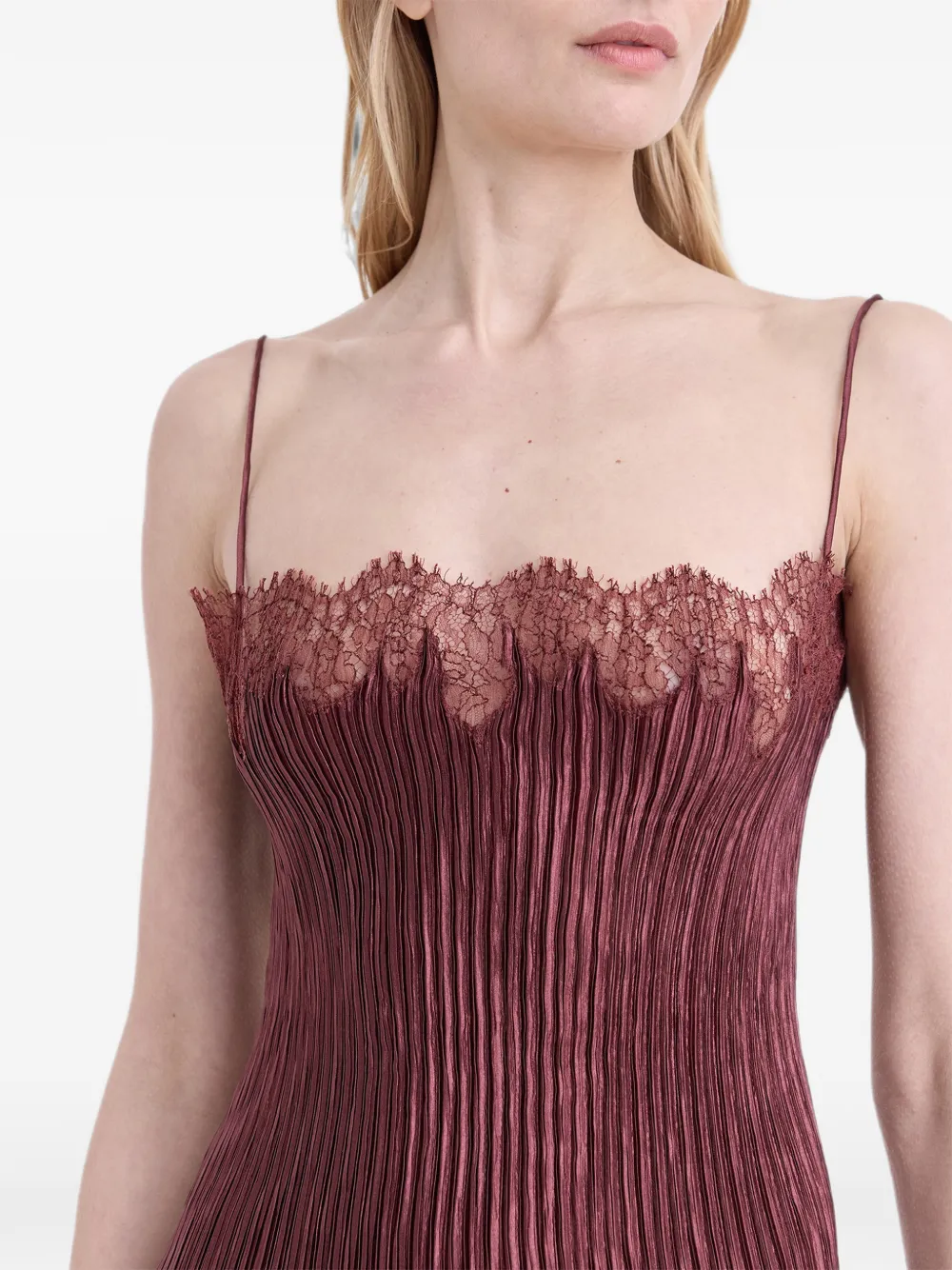 FFORME Plooi-jurk met afwerking van kant Rood