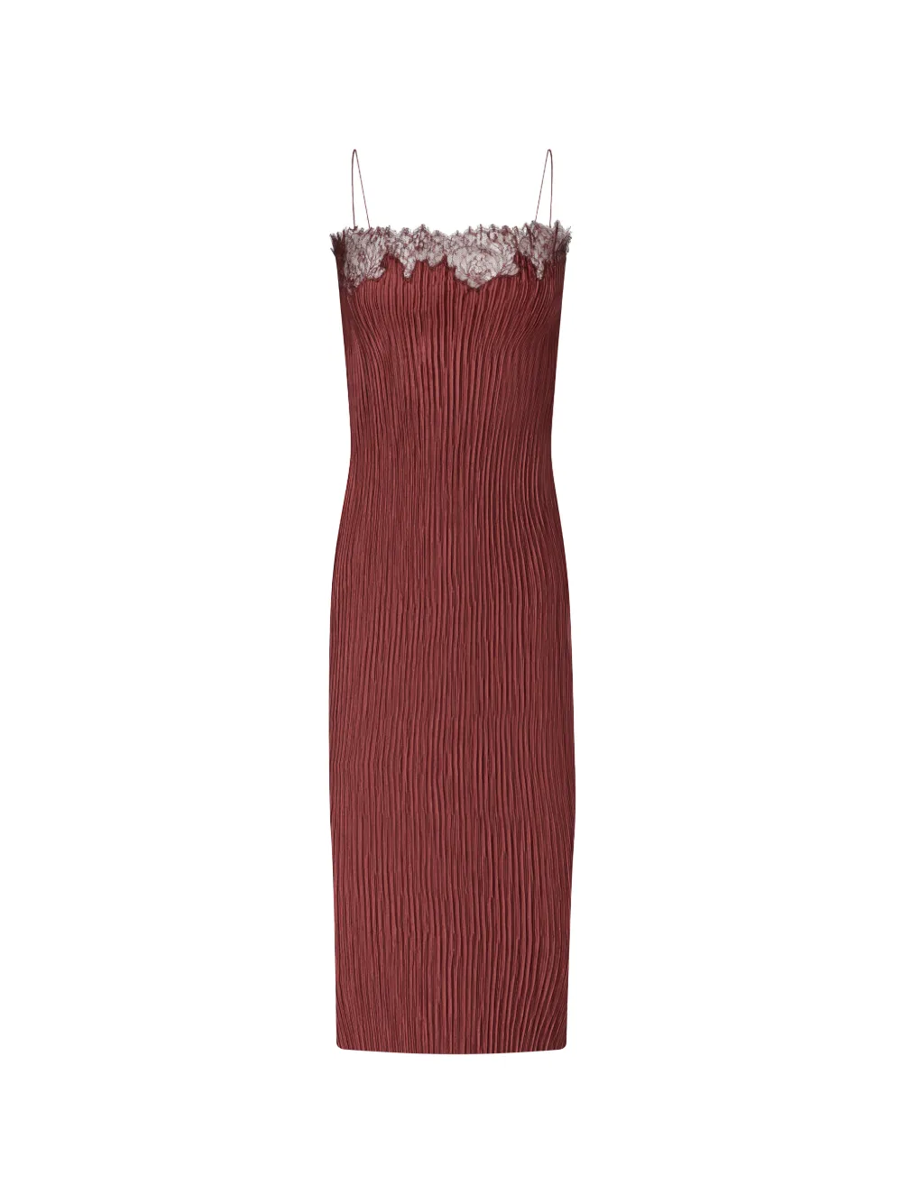 FFORME lace-trim pleated dress - Rosso