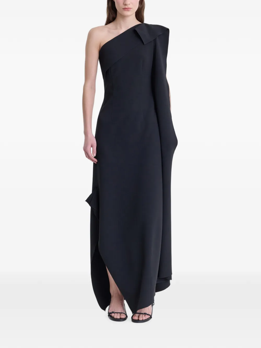 FFORME one-shoulder draped dress - Schwarz