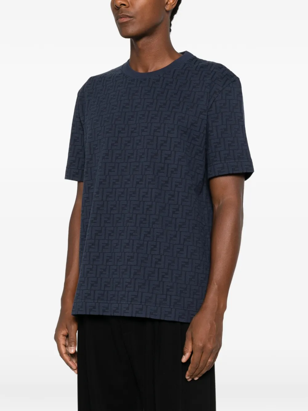 FENDI FF katoenen piqué T-shirt Blauw