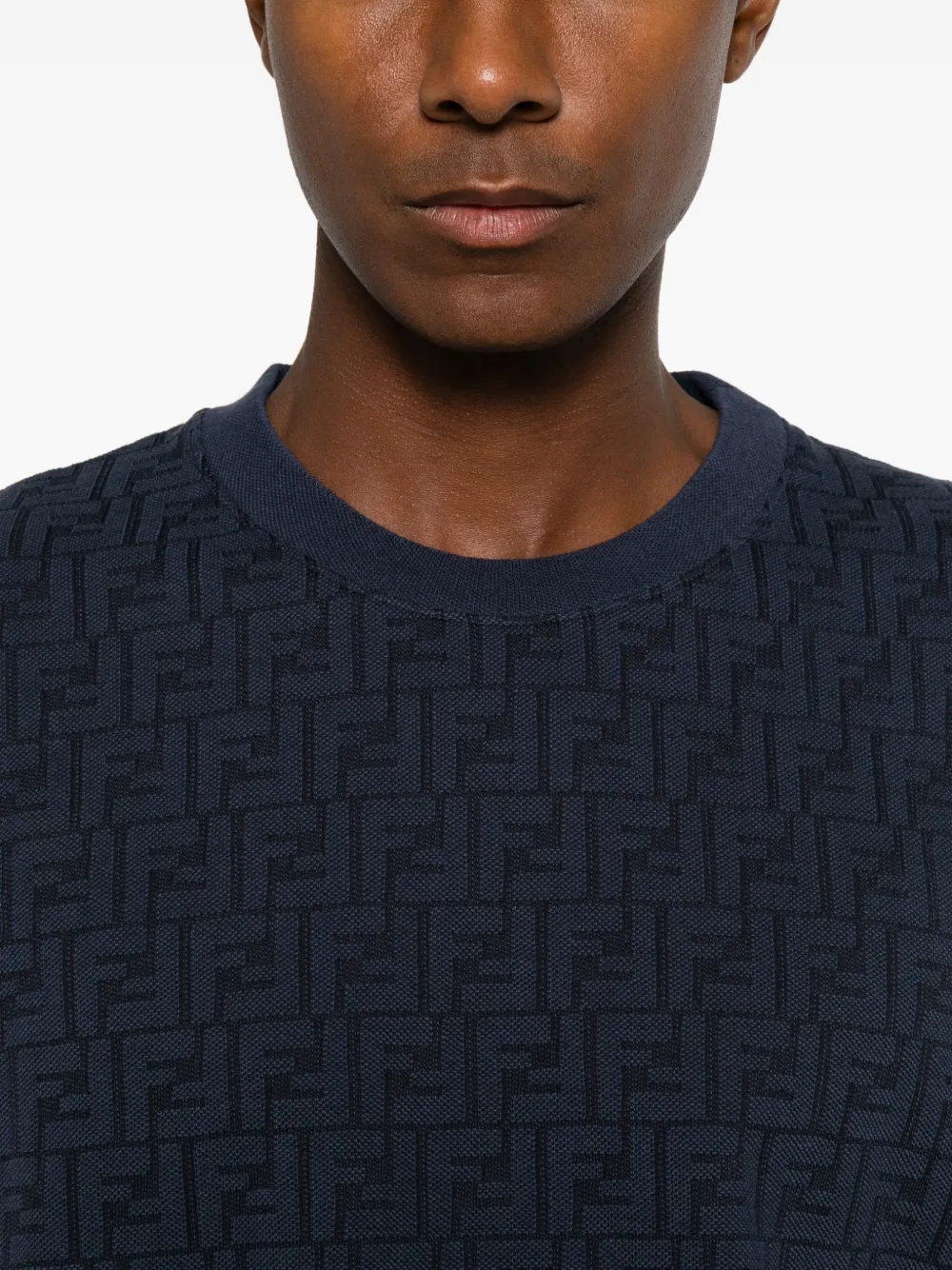 FENDI FF katoenen piqué T-shirt Blauw
