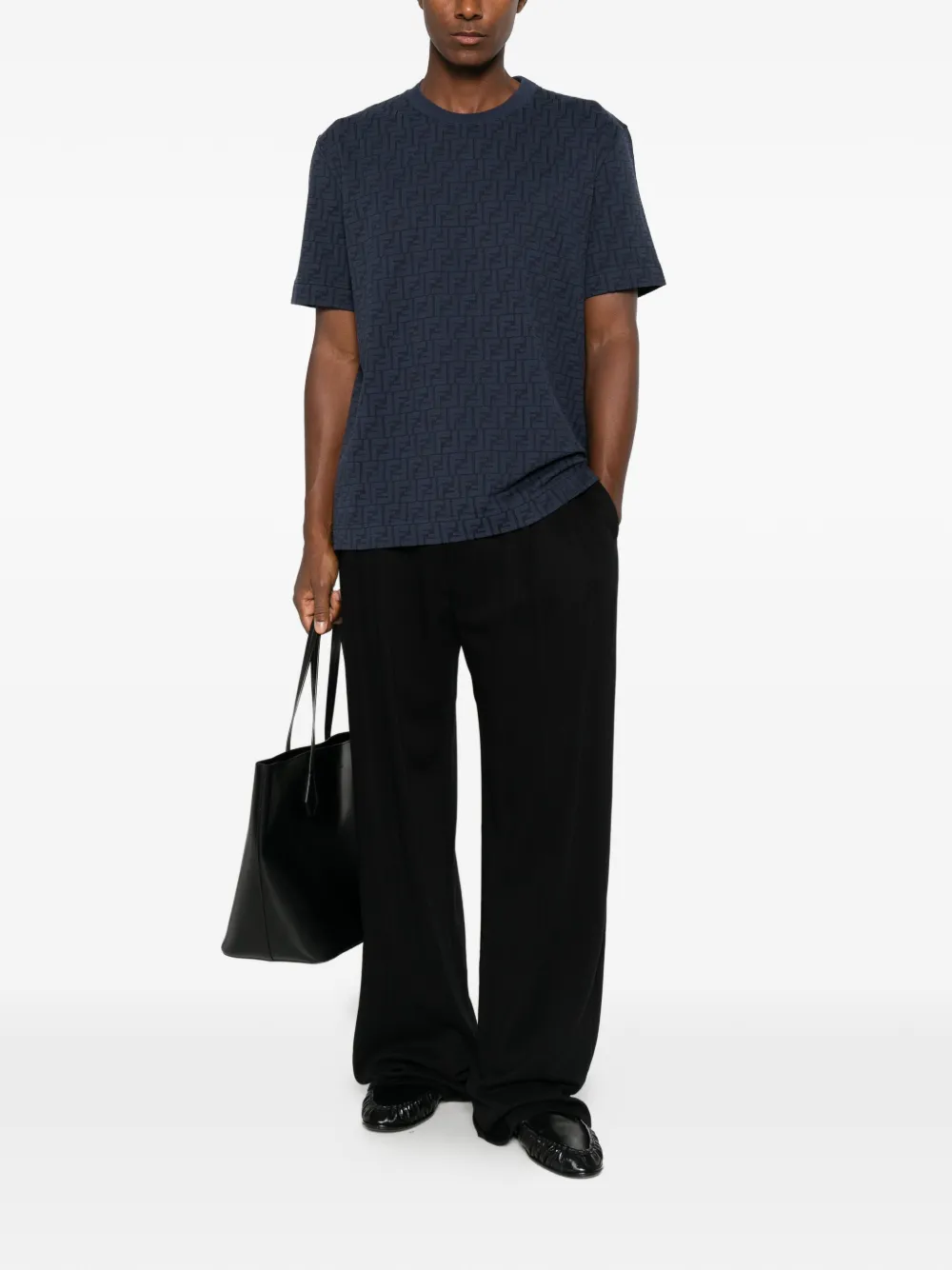 FENDI FF katoenen piqué T-shirt Blauw