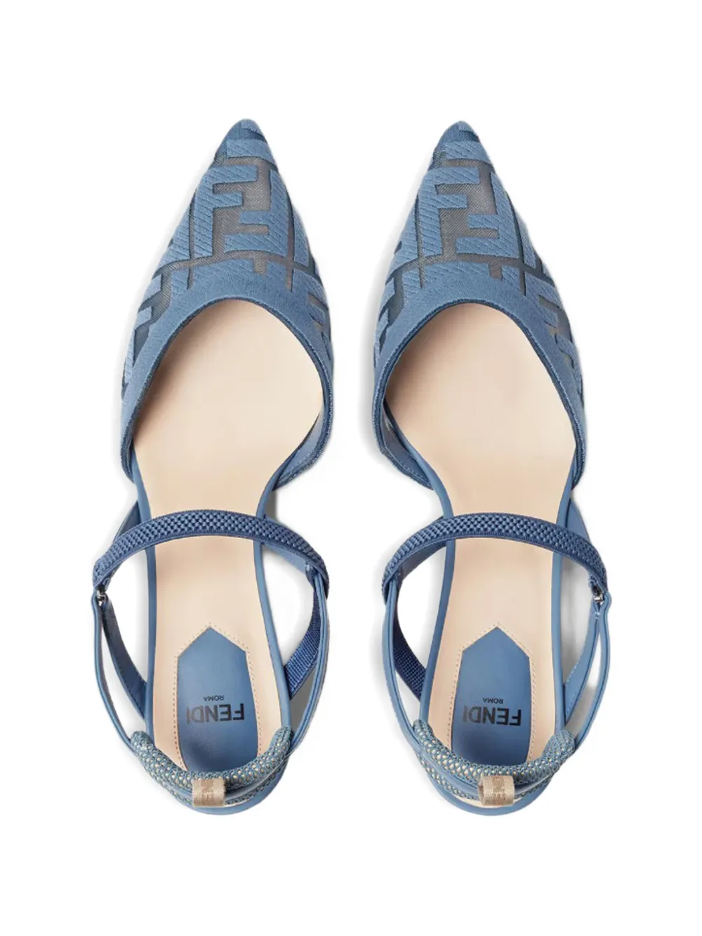FENDI Colibrì Lite FF-embroidered heeled pumps Blauw