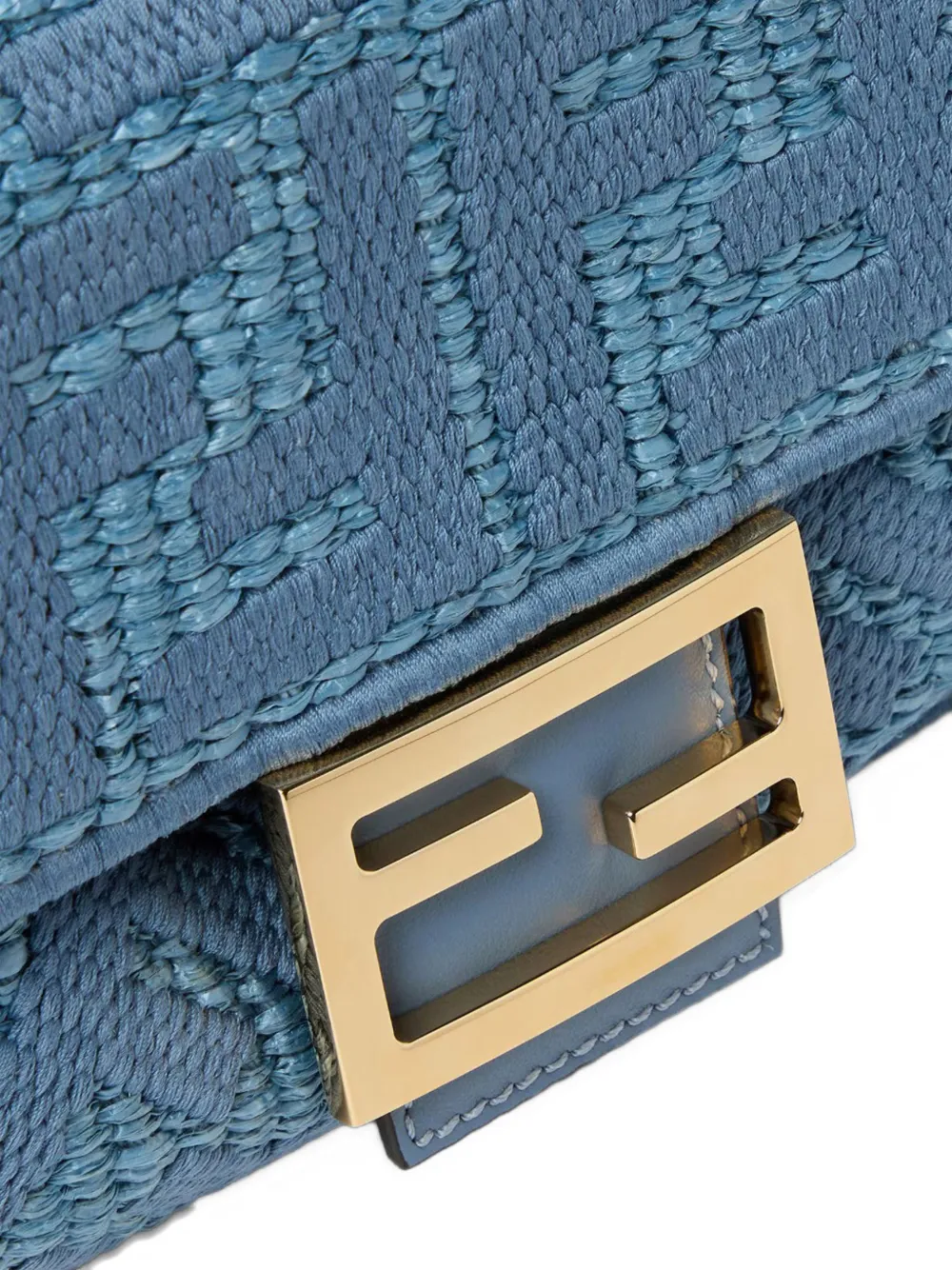 FENDI Medium Baguette schoudertas met FF-borduurwerk Blauw