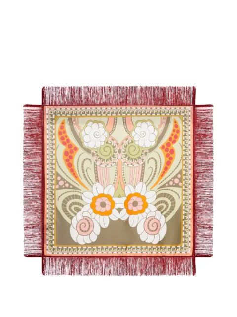 La DoubleJ Foulard ornamental-print fringed scarf