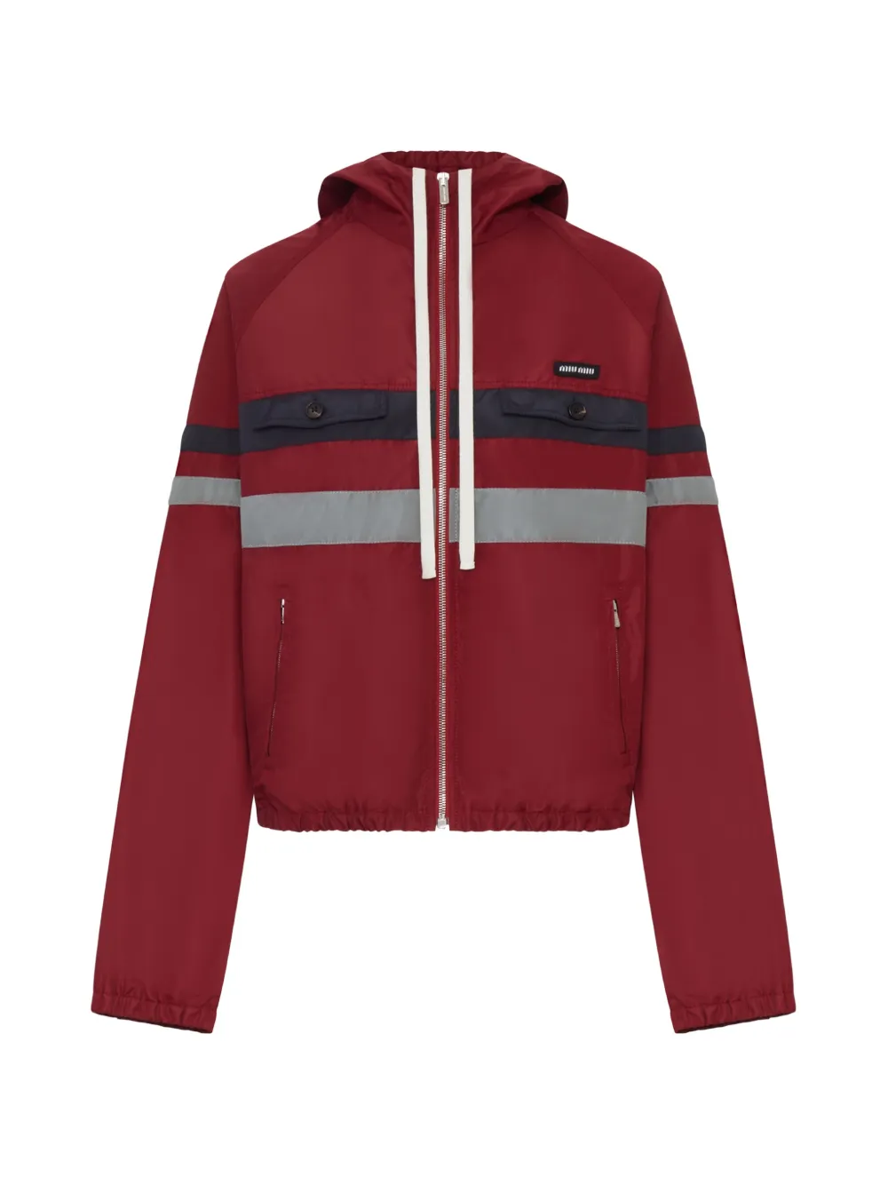 Miu Miu logo-patch oversized jacket - Rosso