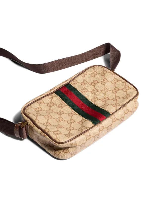 Gucci GG Supreme Web-stripe Shoulder Bag | Neutrals | FARFETCH