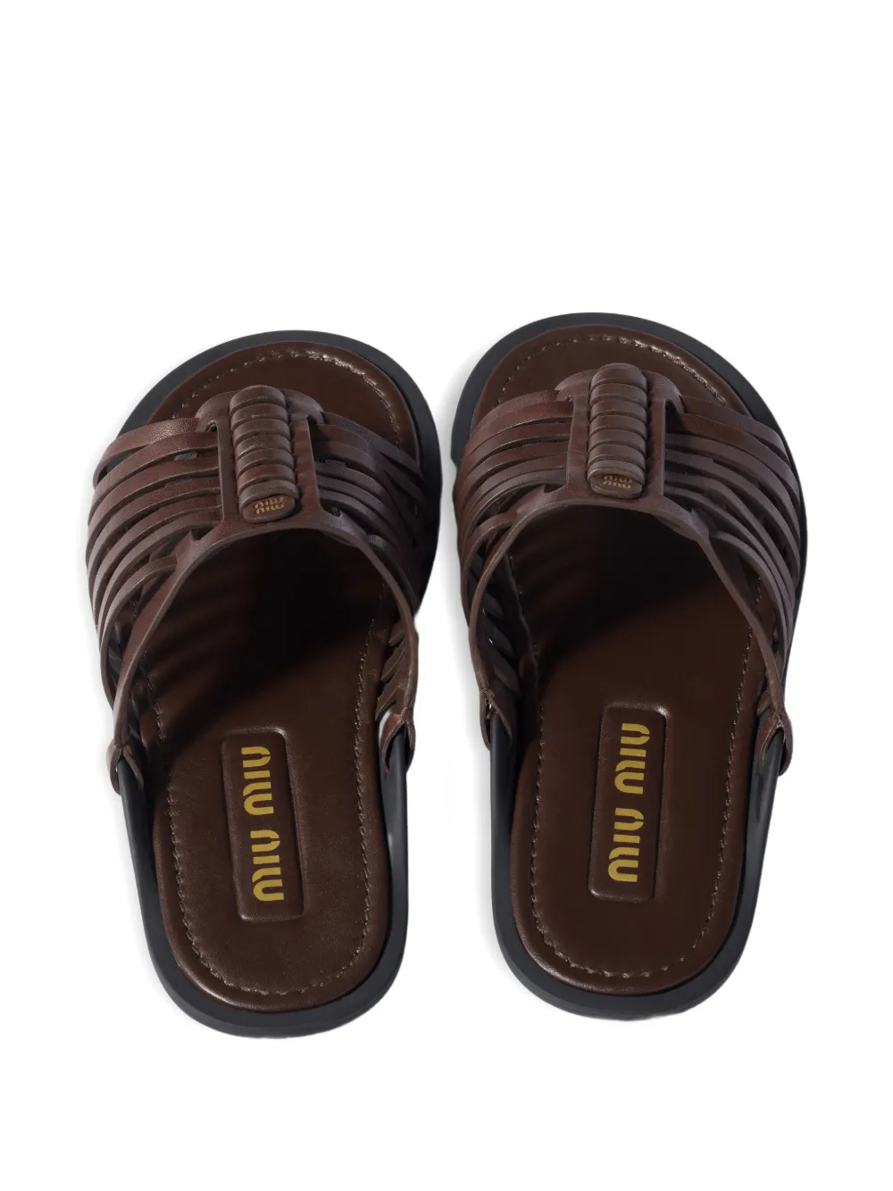 Miu Nappa leren slippers Bruin
