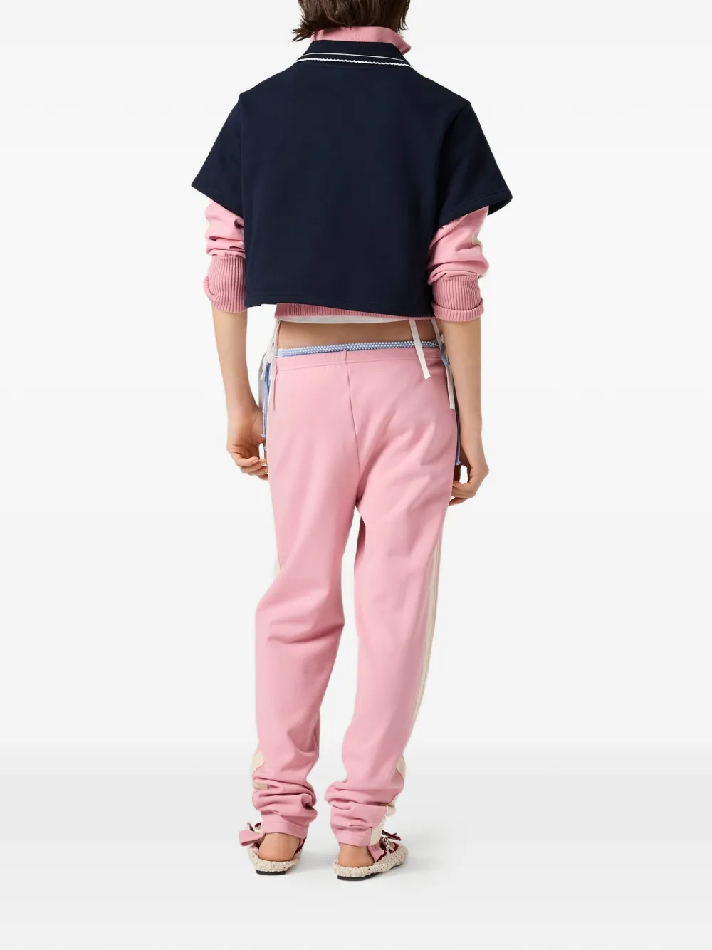 Miu Fleece katoenen cropped sweater Blauw