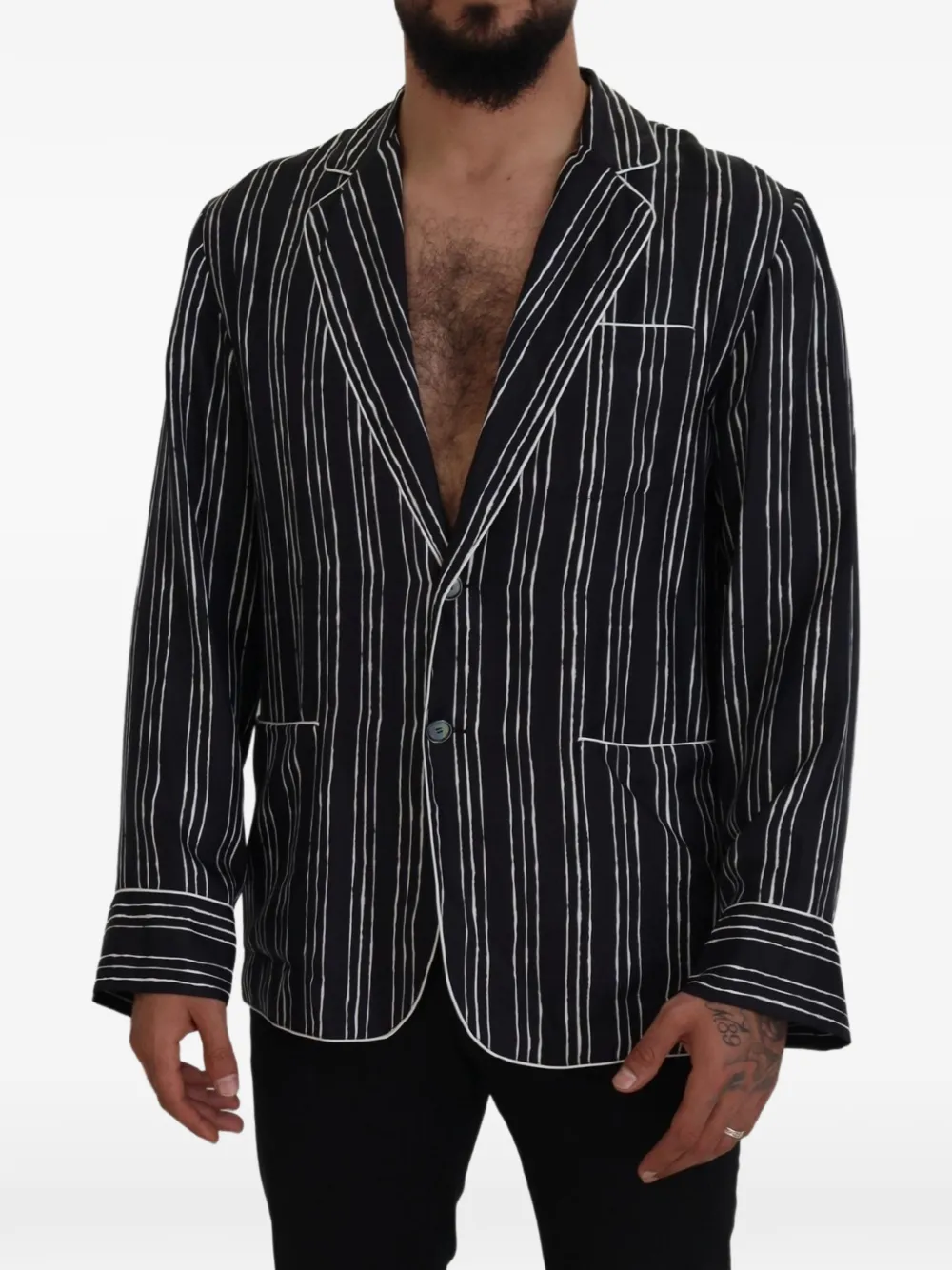 Dolce & Gabbana Gestreept zijden pyjamashirt Blauw