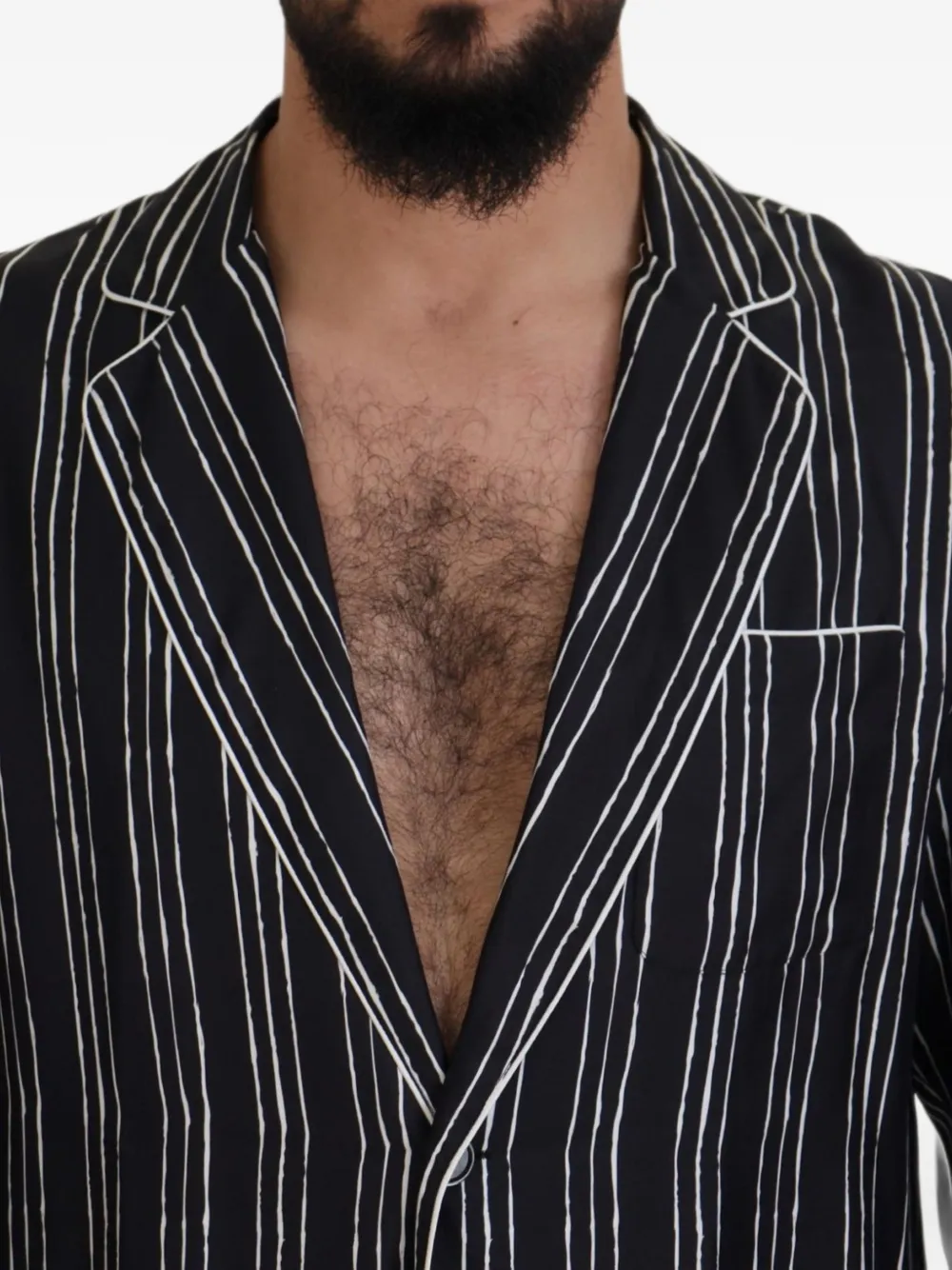 Dolce & Gabbana Gestreept zijden pyjamashirt Blauw